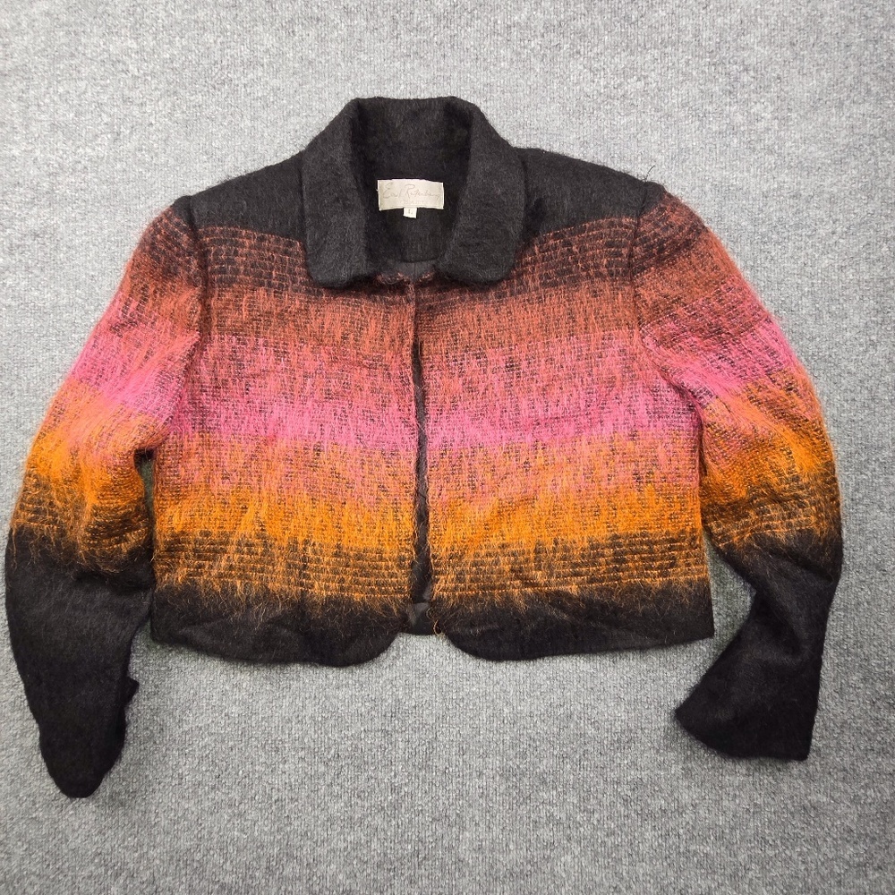 Emil Rutenberg Collection VTG Mohair Blend Ombre Striped Cropped Jacket Womens L